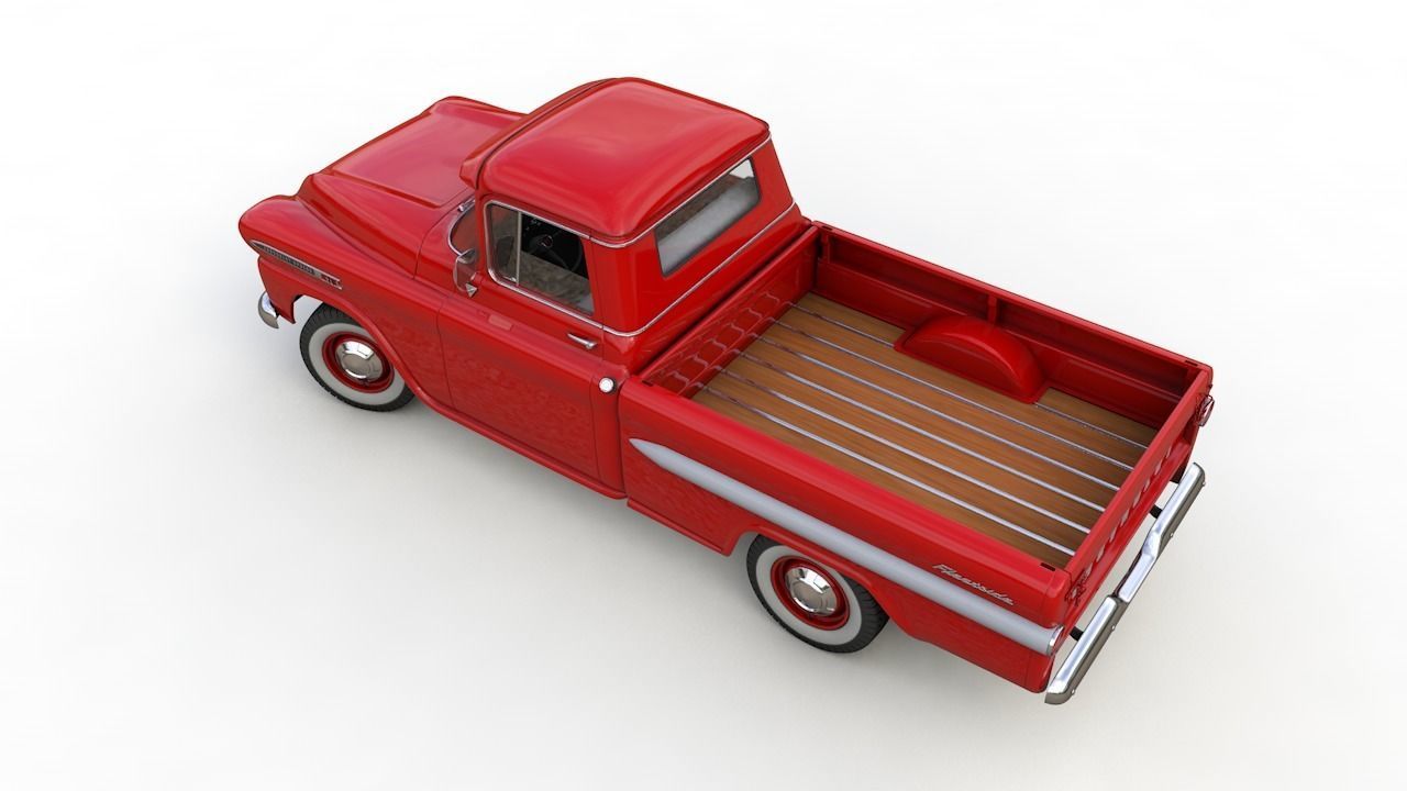 CHEVY 3100 APACHE PICKUP TRUCK FLEETSIDE 1958 3D model_11