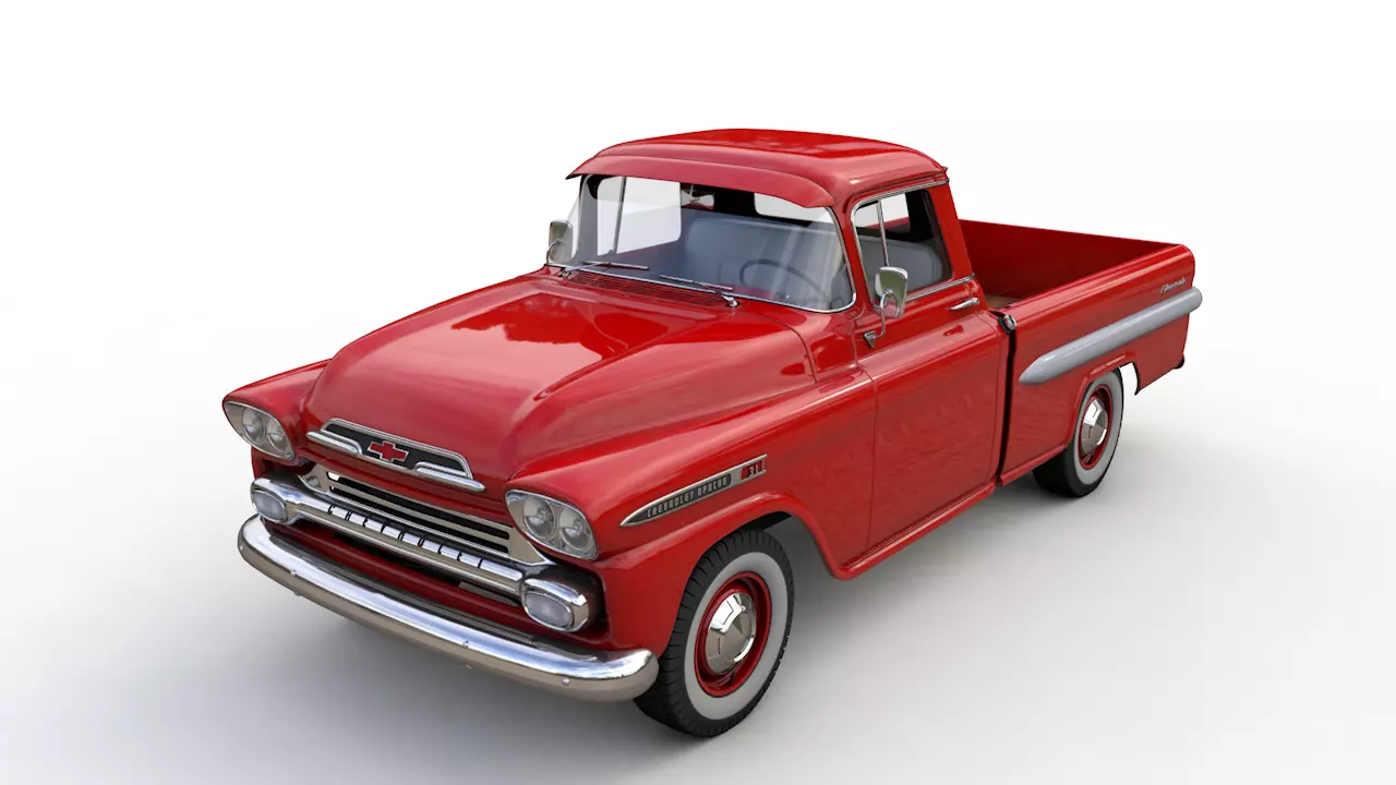 CHEVY 3100 APACHE PICKUP TRUCK FLEETSIDE 1958 3D model_0