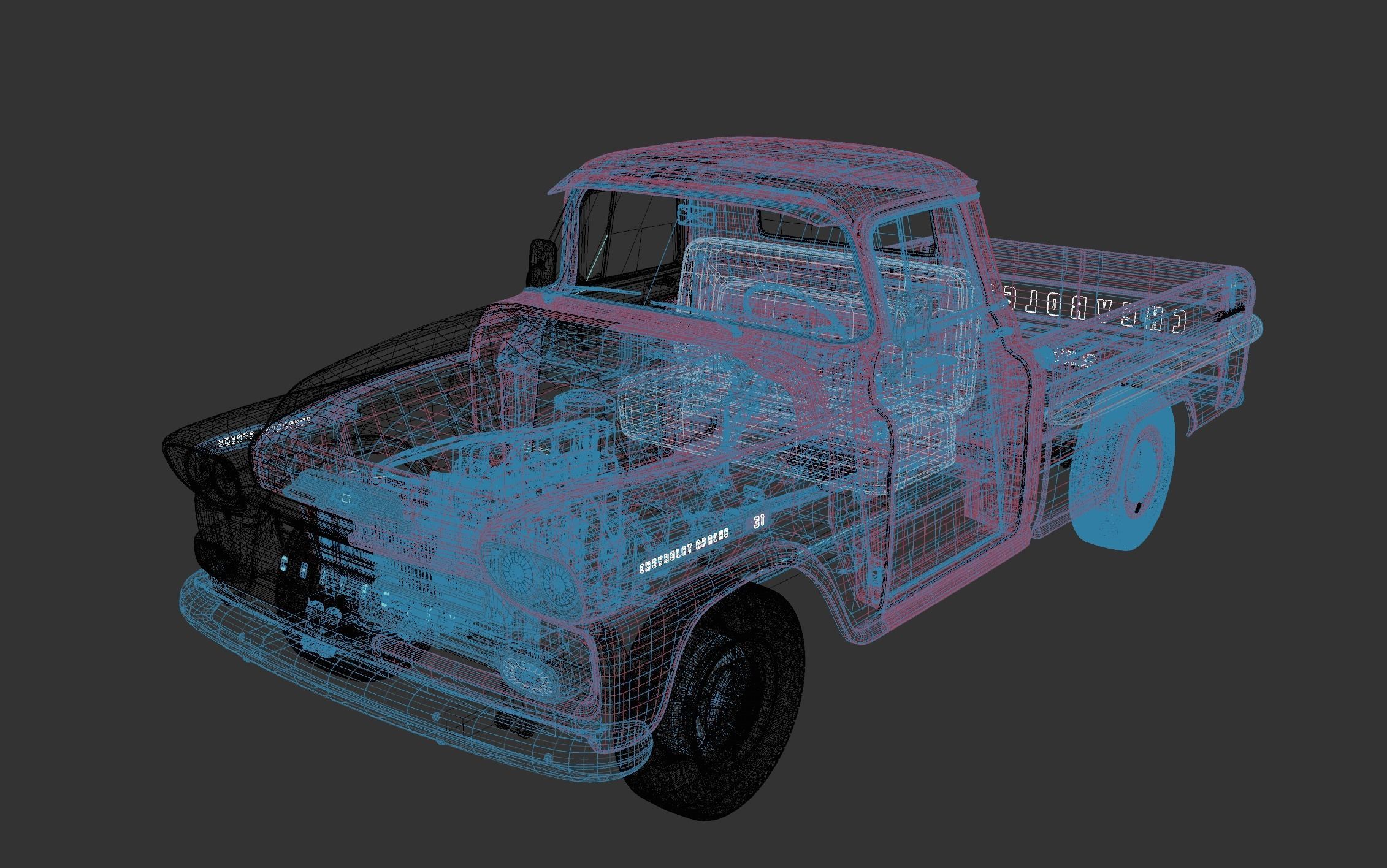 CHEVY 3100 APACHE PICKUP TRUCK FLEETSIDE 1958 3D model_19