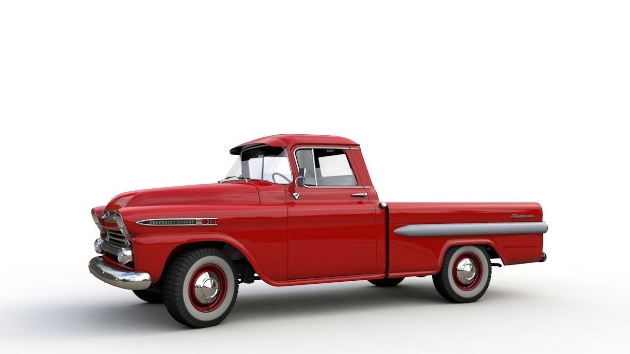 CHEVY 3100 APACHE PICKUP TRUCK FLEETSIDE 1958 3D model_7