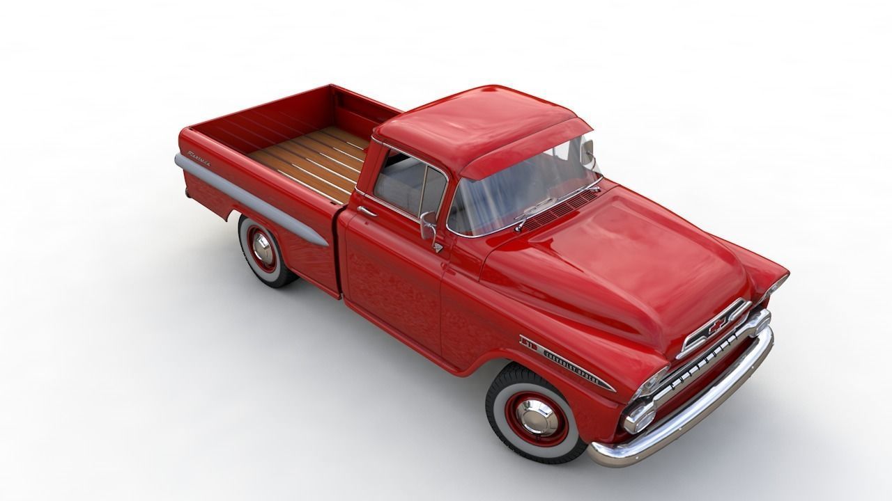 CHEVY 3100 APACHE PICKUP TRUCK FLEETSIDE 1958 3D model_5