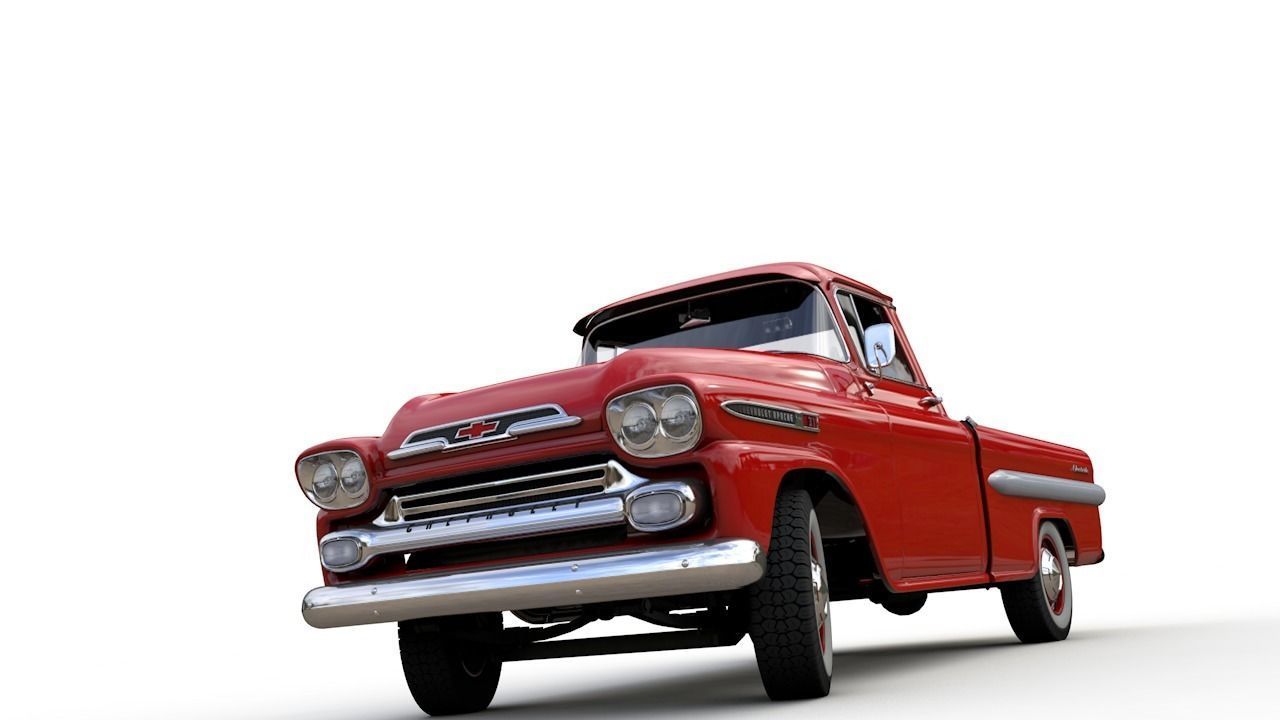 CHEVY 3100 APACHE PICKUP TRUCK FLEETSIDE 1958 3D model_2