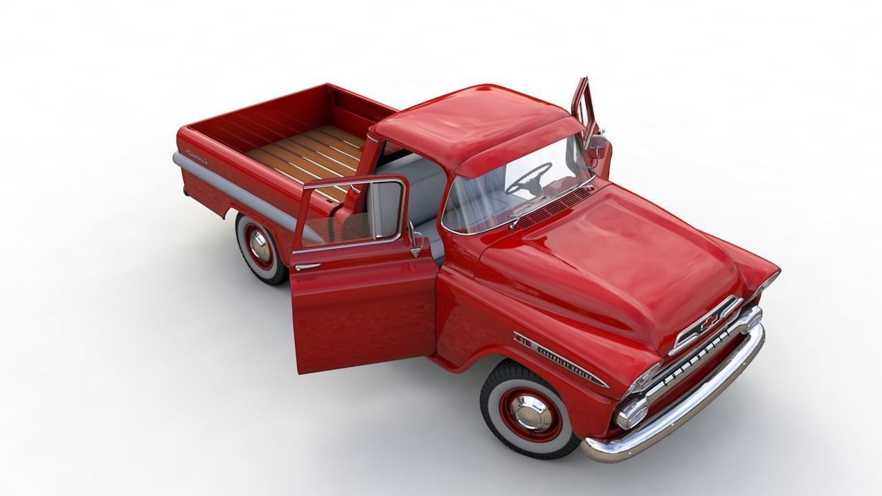 CHEVY 3100 APACHE PICKUP TRUCK FLEETSIDE 1958 3D model_6