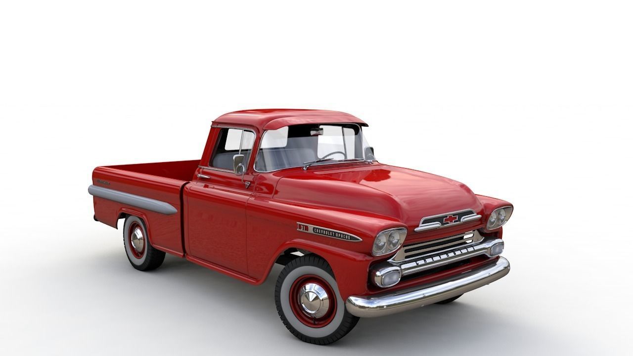 CHEVY 3100 APACHE PICKUP TRUCK FLEETSIDE 1958 3D model_4