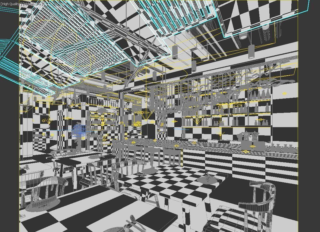 Modern restaurant 3D and vray rendering 3D model_3