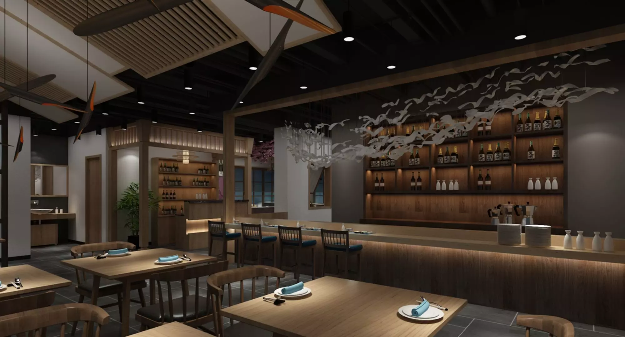 Modern restaurant 3D and vray rendering 3D model_0