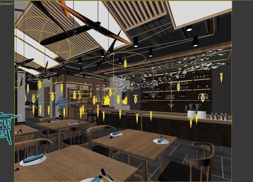 Modern restaurant 3D and vray rendering 3D model_1