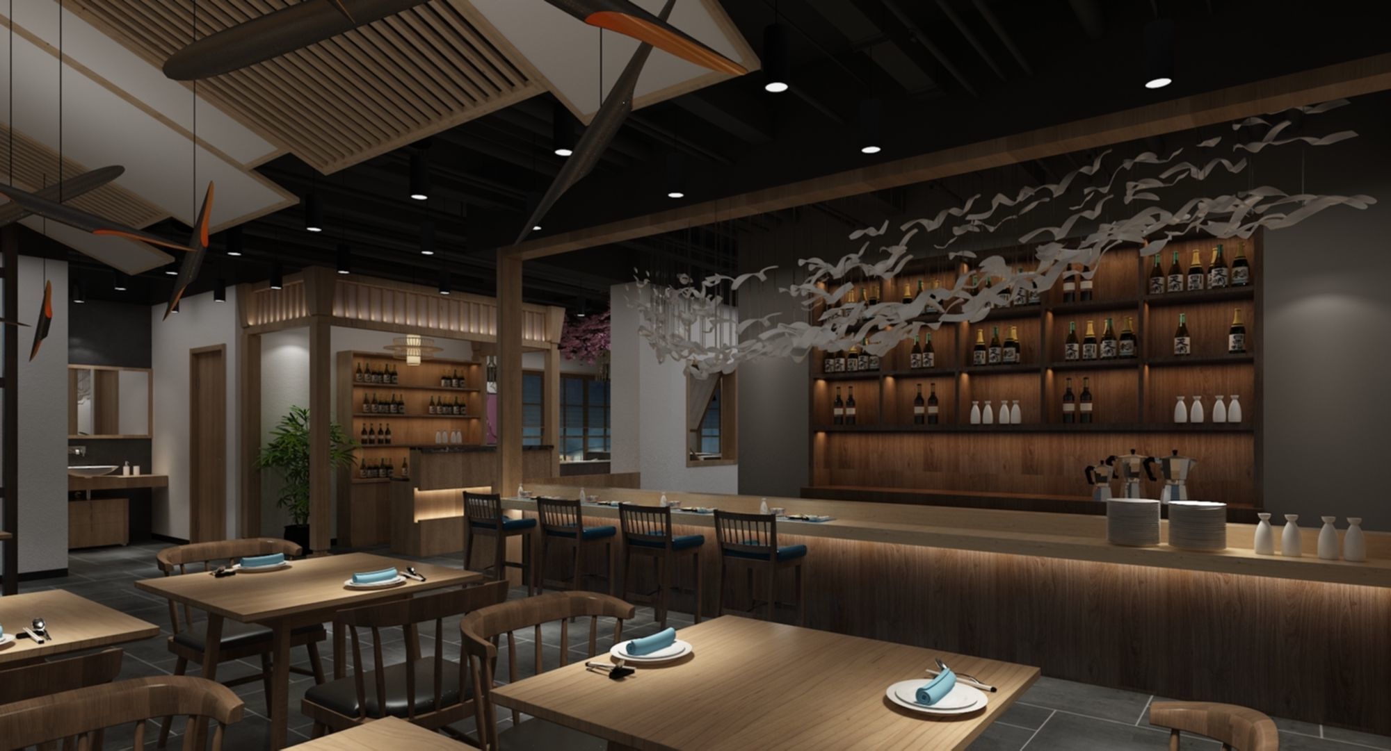 Modern restaurant 3D and vray rendering 3D model_2