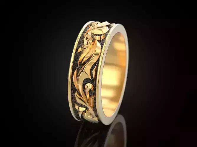 Ring with monogram pattern 3D print model