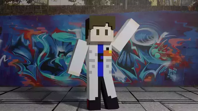 Minecraft Scientist 3D Model 3D model