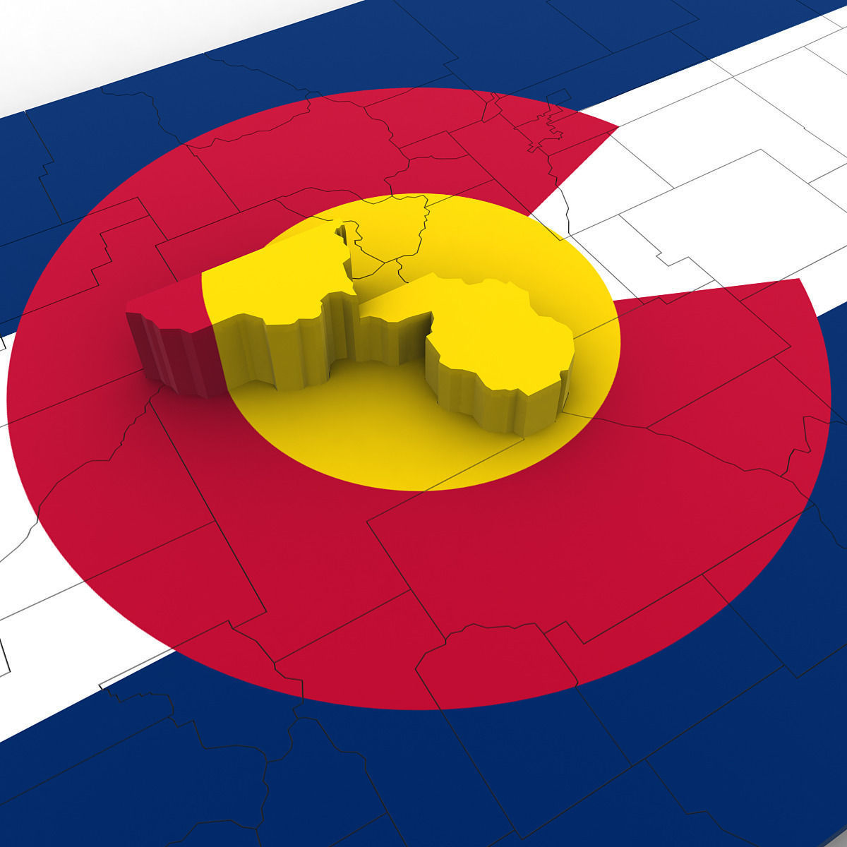 Colorado Political Map 3D model_4