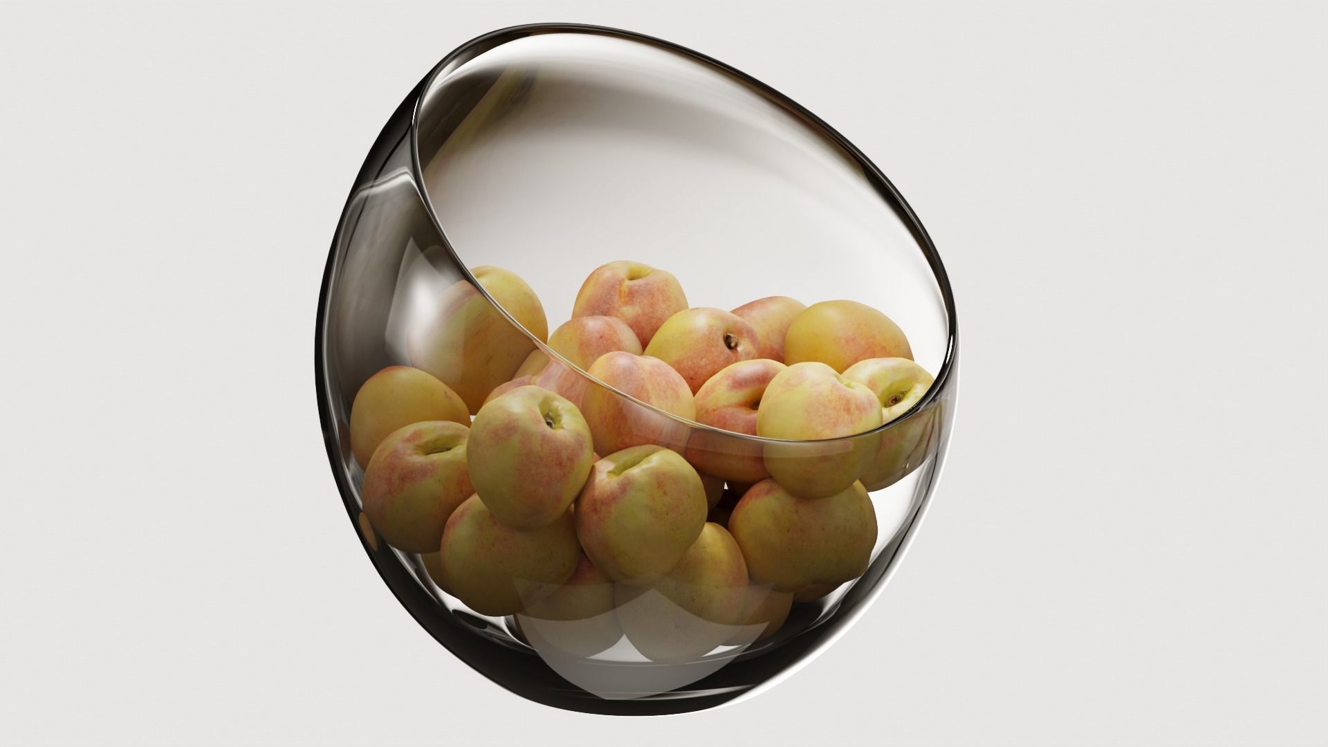 Large Slant Fruit Bowl peach 3D model_6