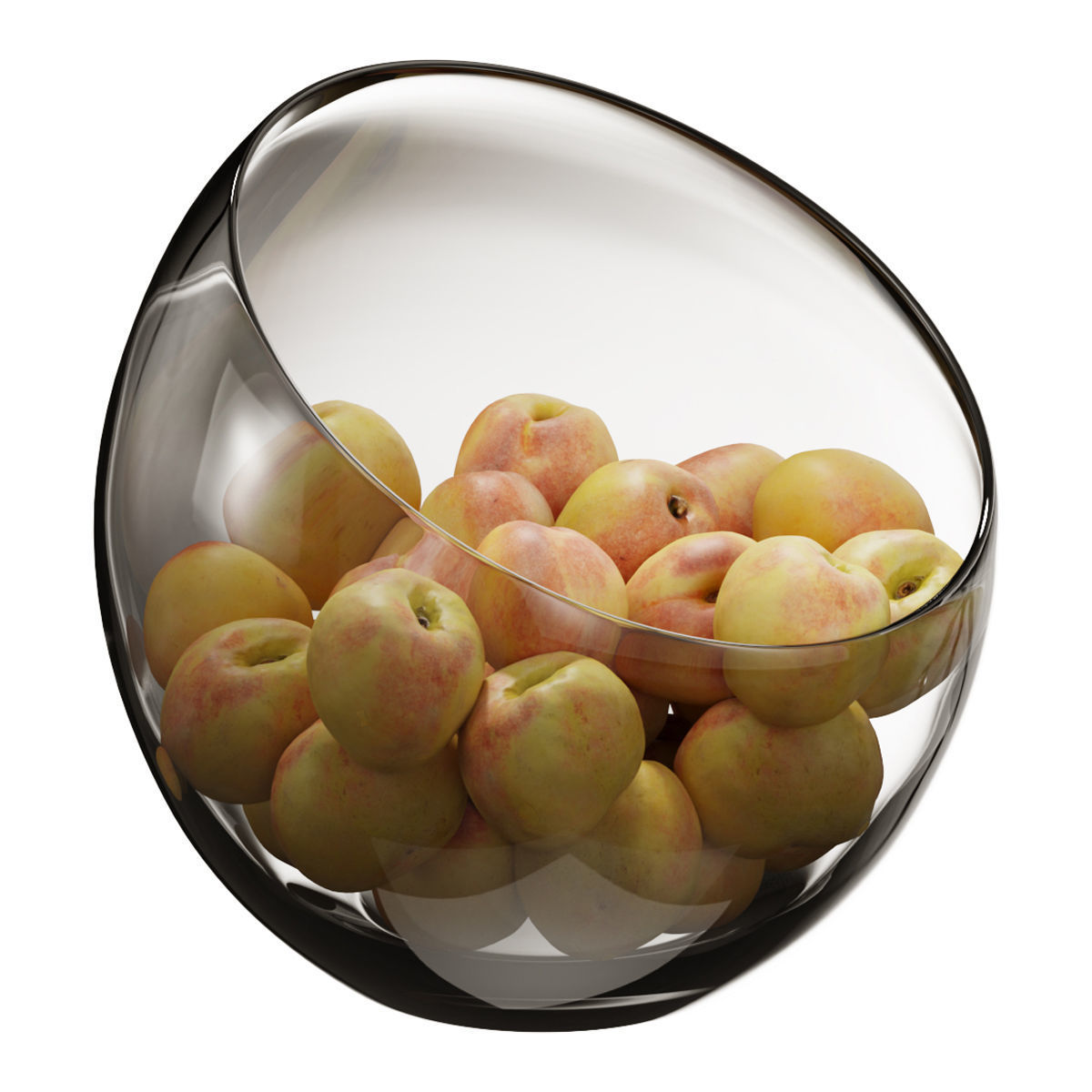 Large Slant Fruit Bowl peach 3D model_2