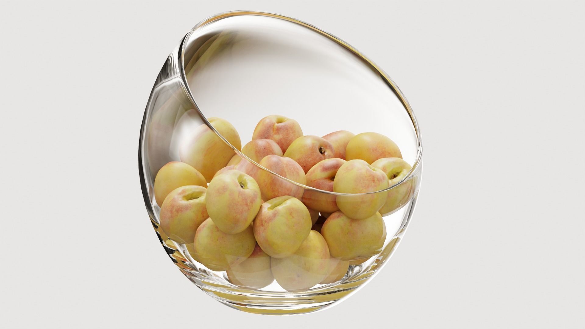 Large Slant Fruit Bowl peach 3D model_4