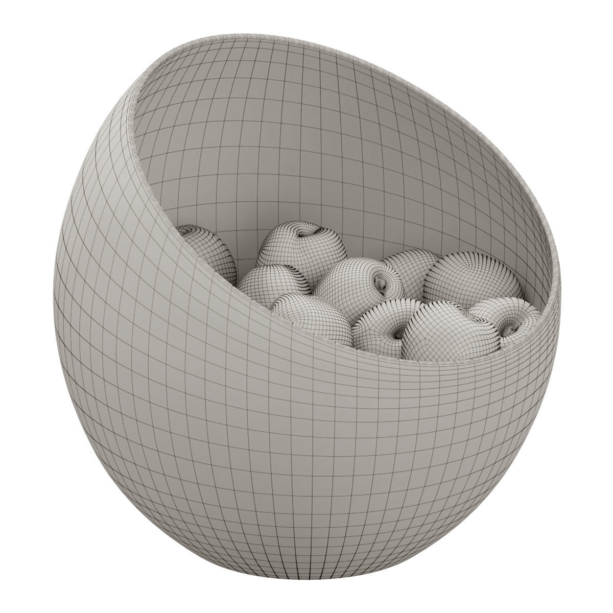 Large Slant Fruit Bowl peach 3D model_3