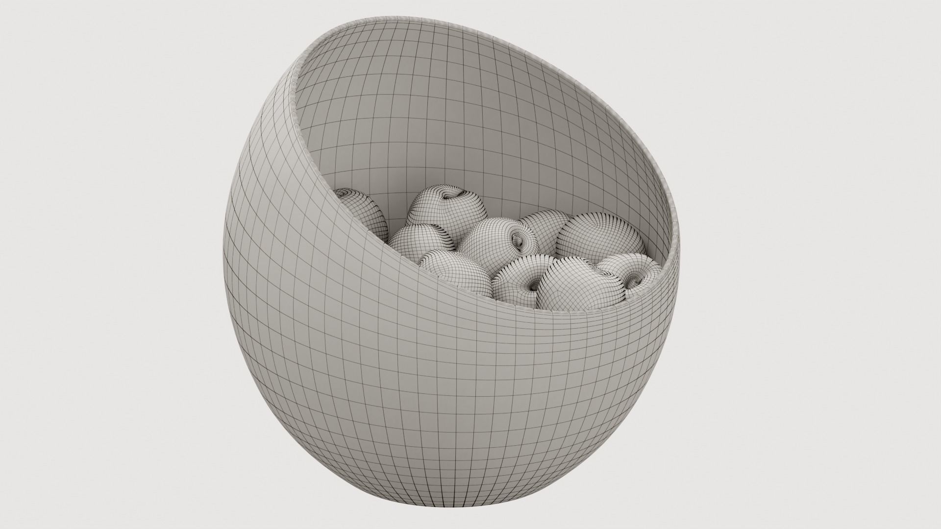 Large Slant Fruit Bowl peach 3D model_7