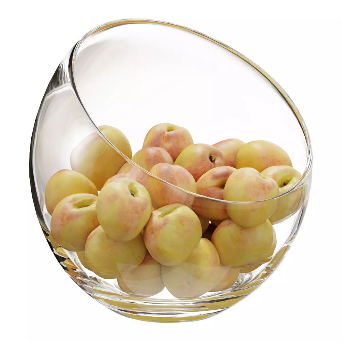 Large Slant Fruit Bowl peach 3D model_0