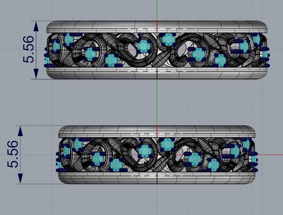 Wedding bands with floral pattern  3D print model_4