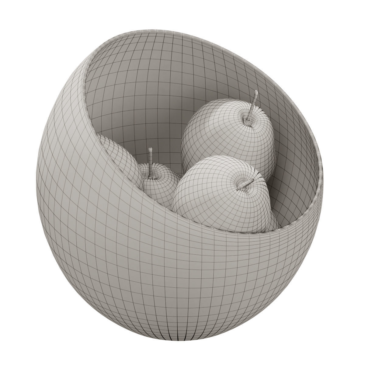 Large Slant Fruit Bowl pear 3D model_3