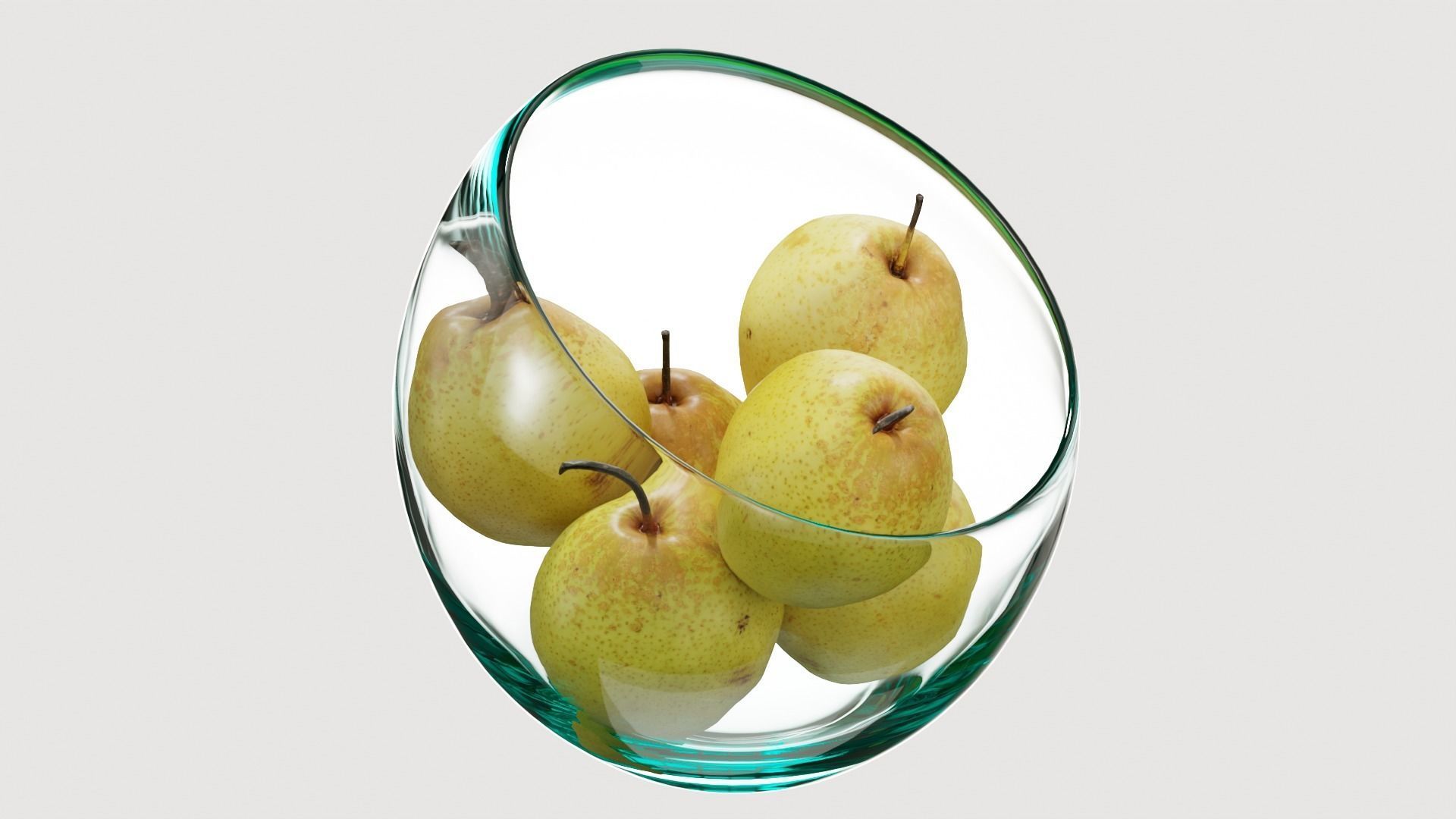 Large Slant Fruit Bowl pear 3D model_5