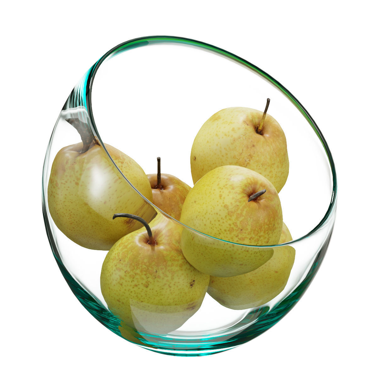 Large Slant Fruit Bowl pear 3D model_2