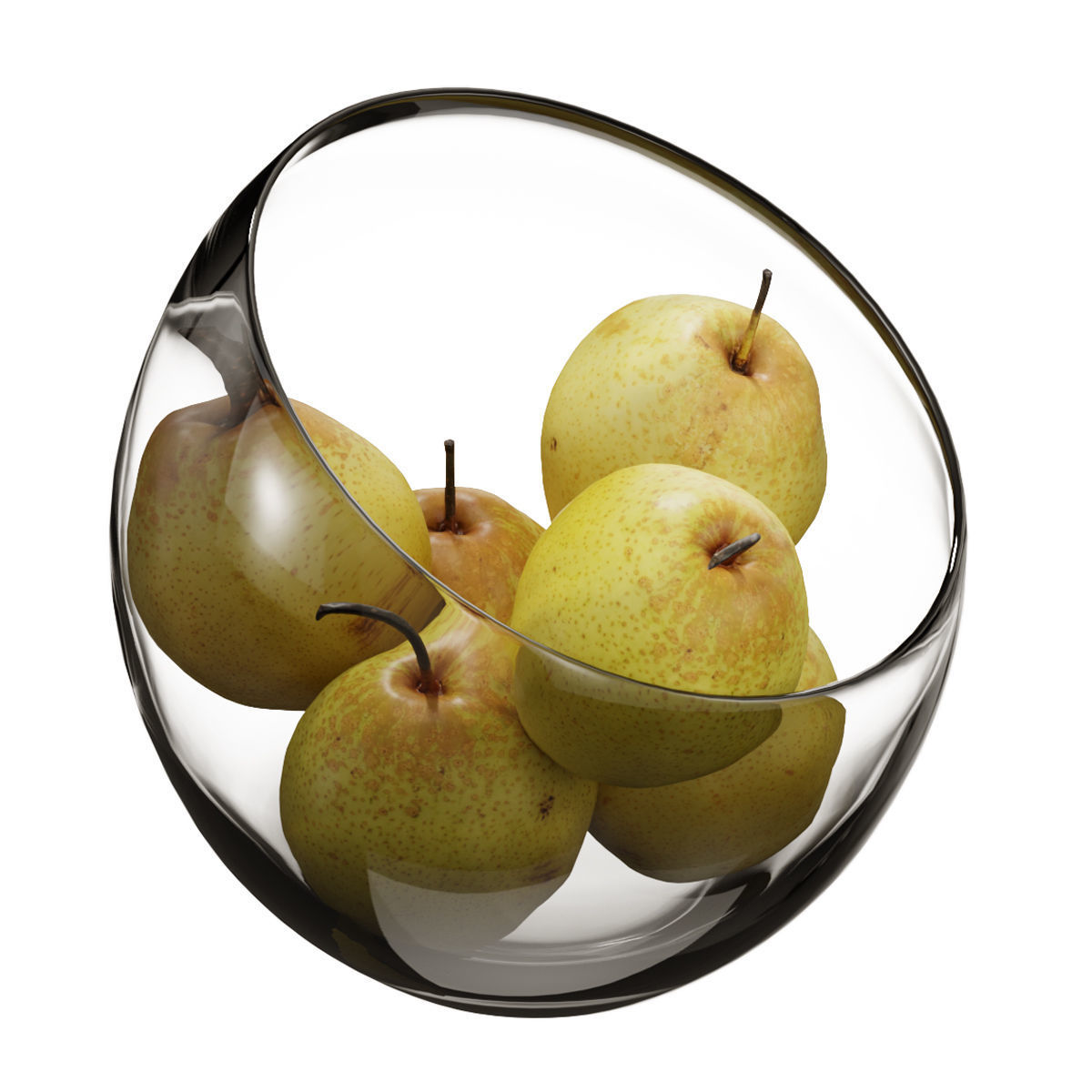 Large Slant Fruit Bowl pear 3D model_1
