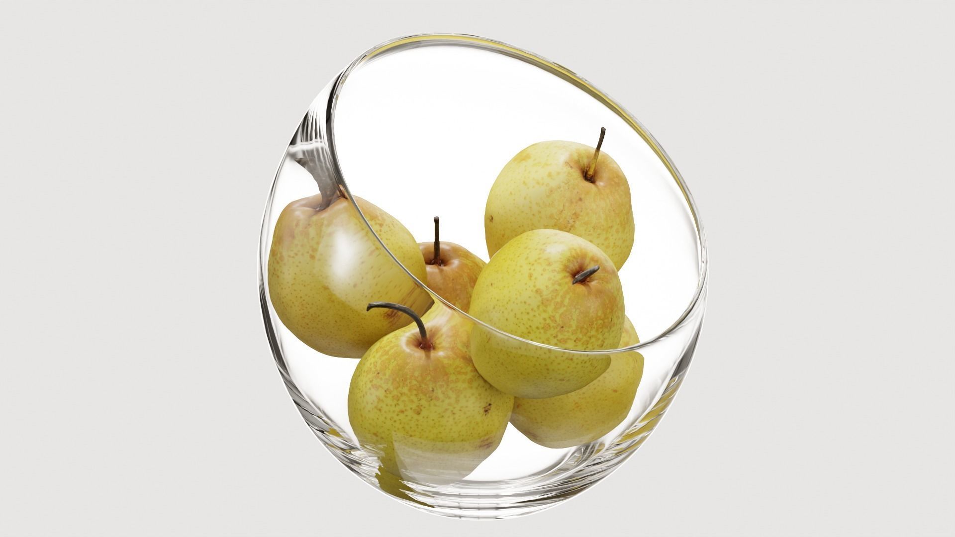 Large Slant Fruit Bowl pear 3D model_4