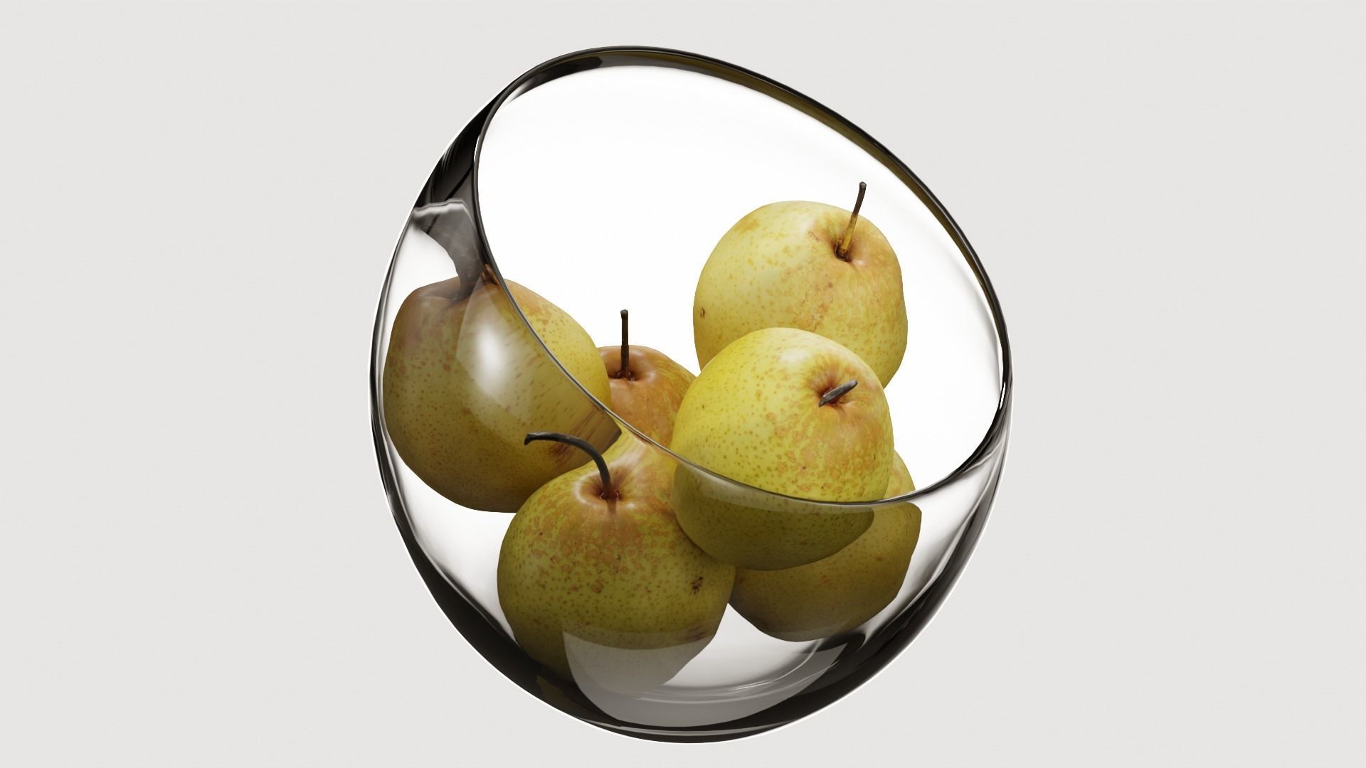 Large Slant Fruit Bowl pear 3D model_6