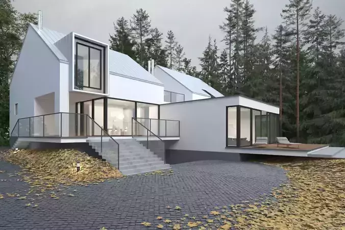 Modern Villa 3D Model with rendering 3D model