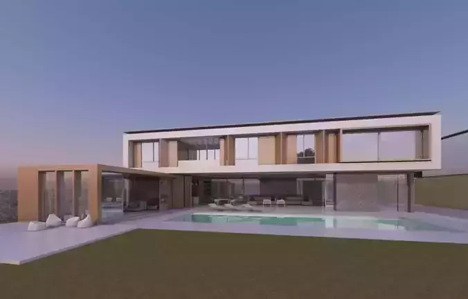 Modern villa 3D model and rendering