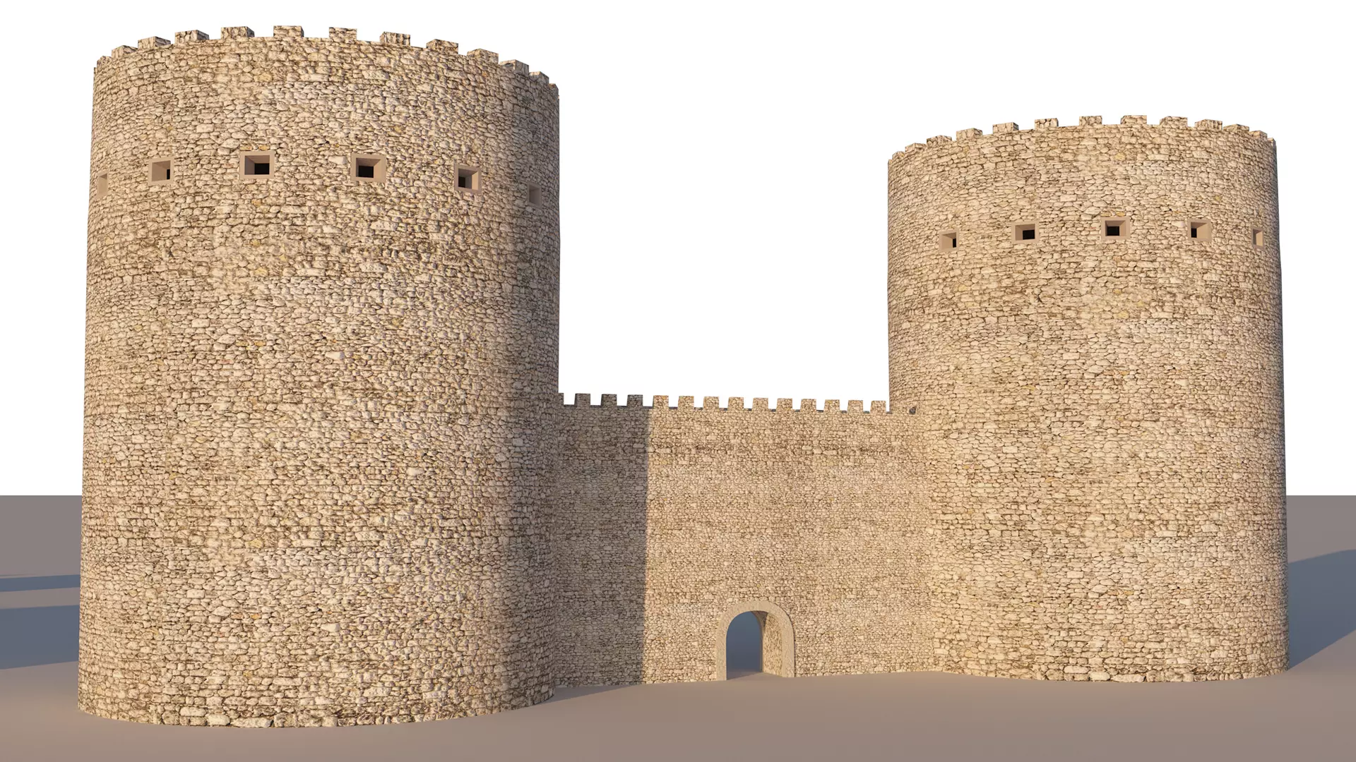 Ancient castle kit Low-poly 3D model_0
