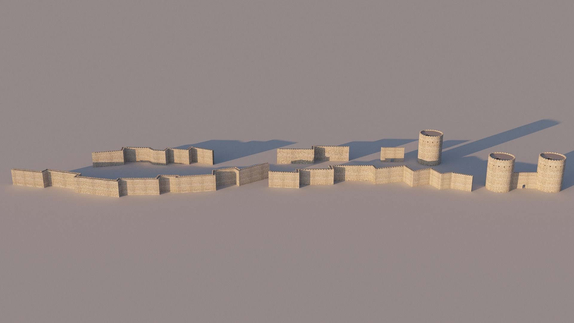 Ancient castle kit Low-poly 3D model_4