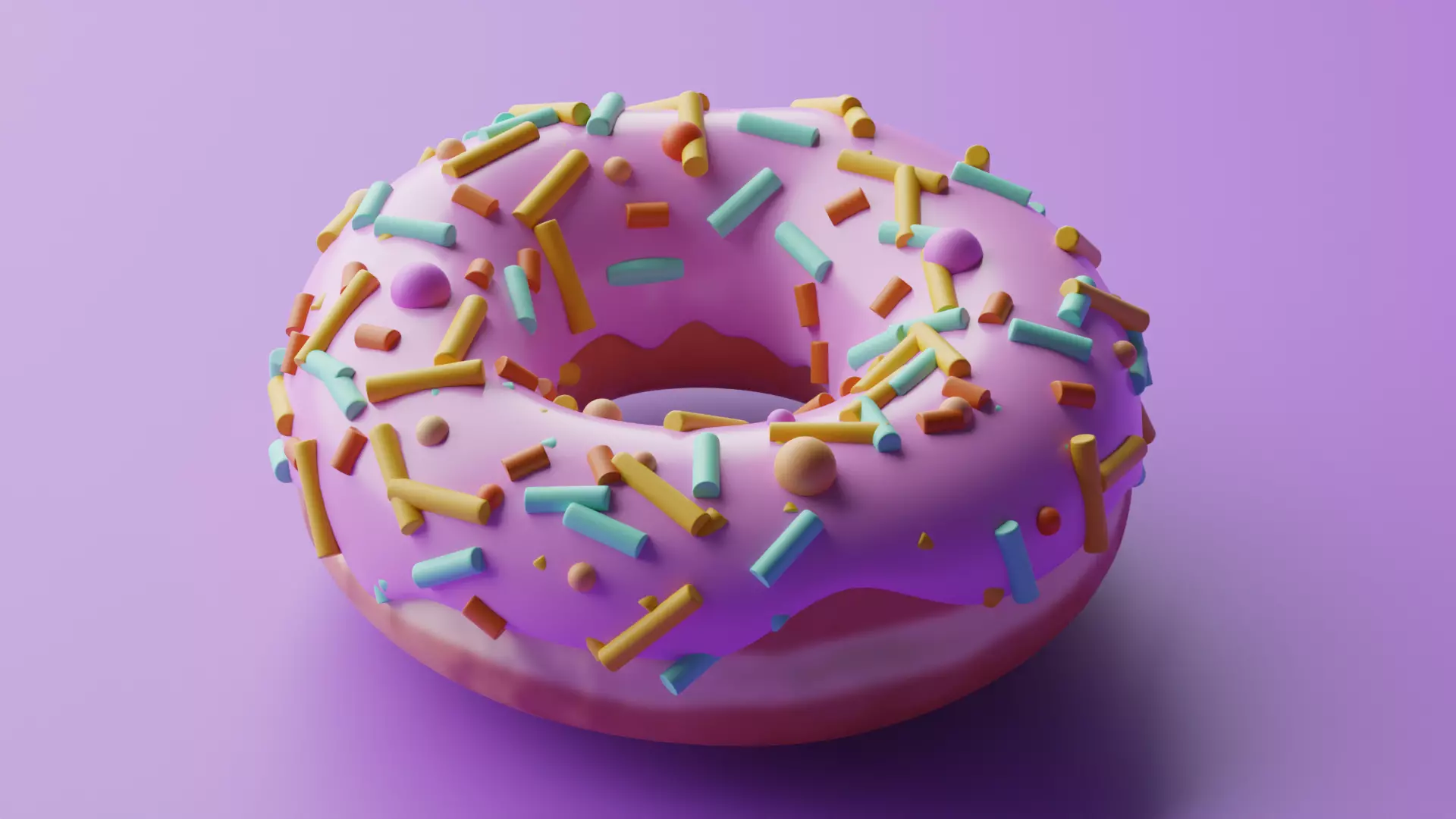 Stylized donut with icing and sprinkles 3D model_0