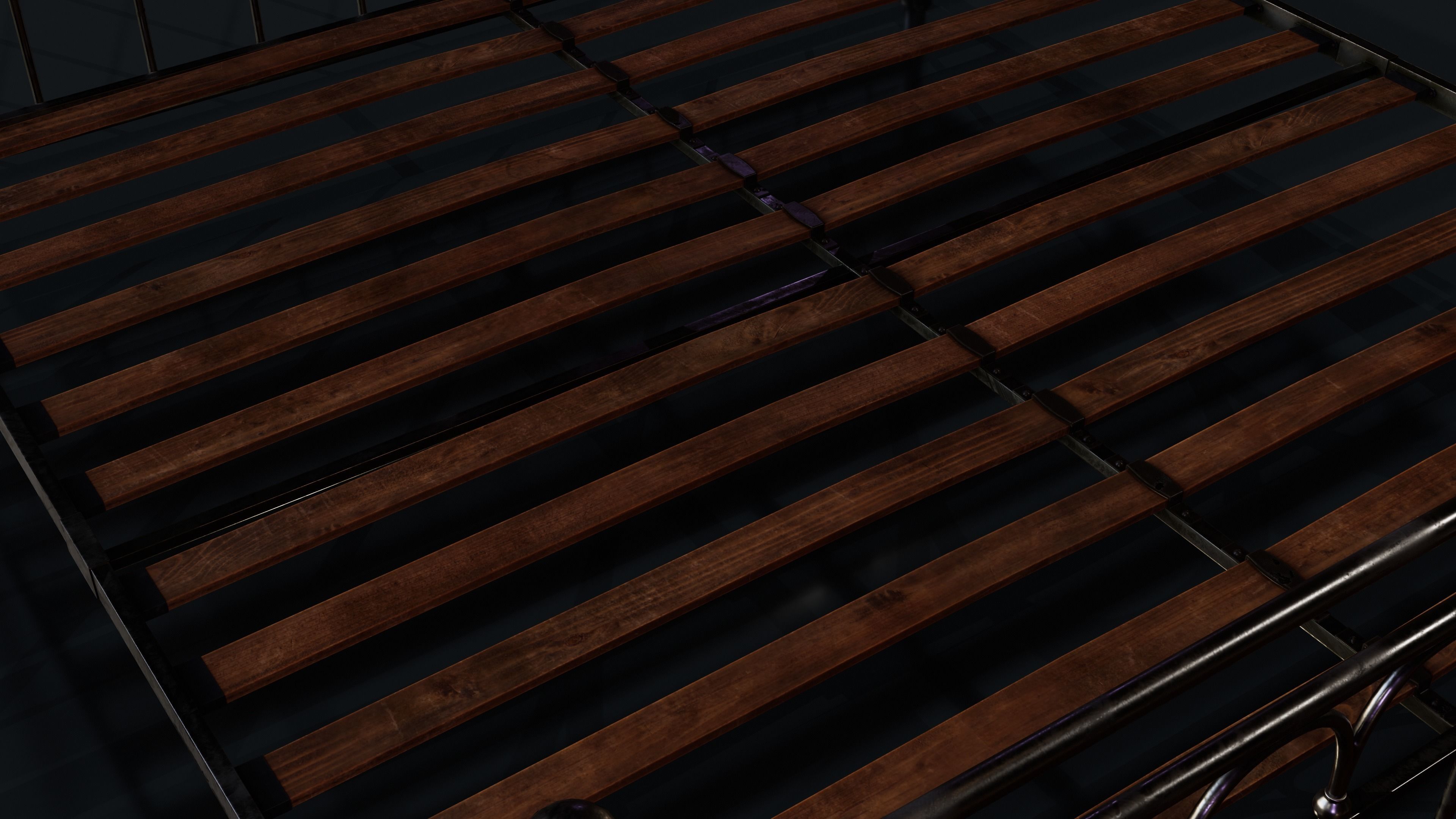 Old Bed PBR Model Low-poly 3D model_11