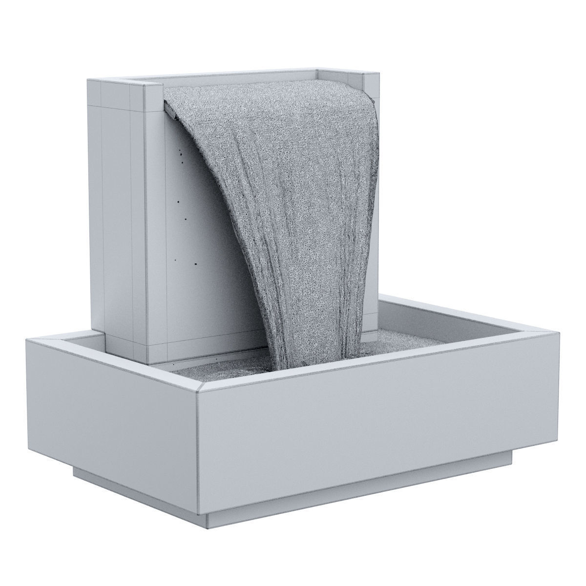 Concrete Falling Water Fountain 3D model_4