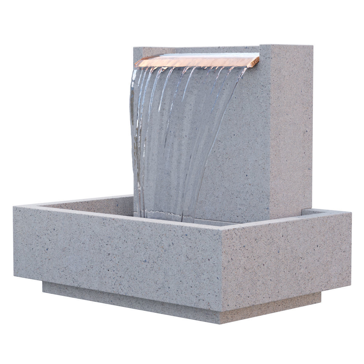 Concrete Falling Water Fountain 3D model_1