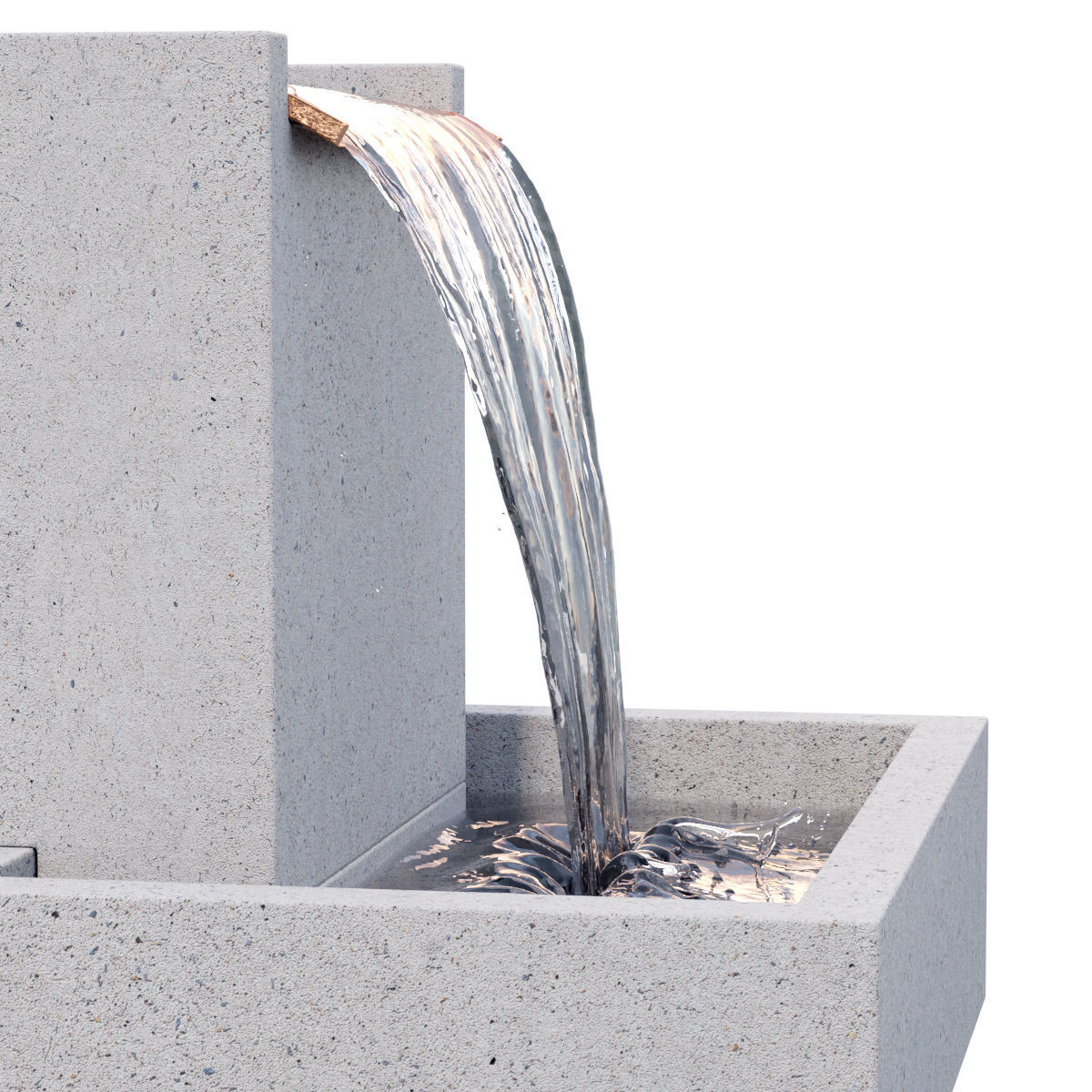 Concrete Falling Water Fountain 3D model_3