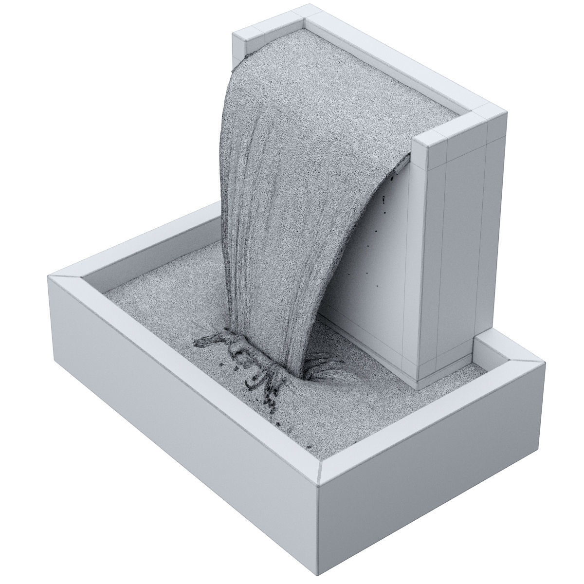 Concrete Falling Water Fountain 3D model_5