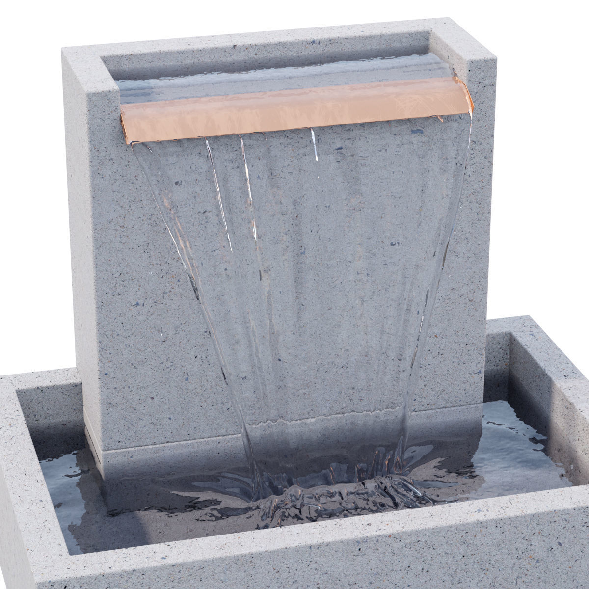 Concrete Falling Water Fountain 3D model_2