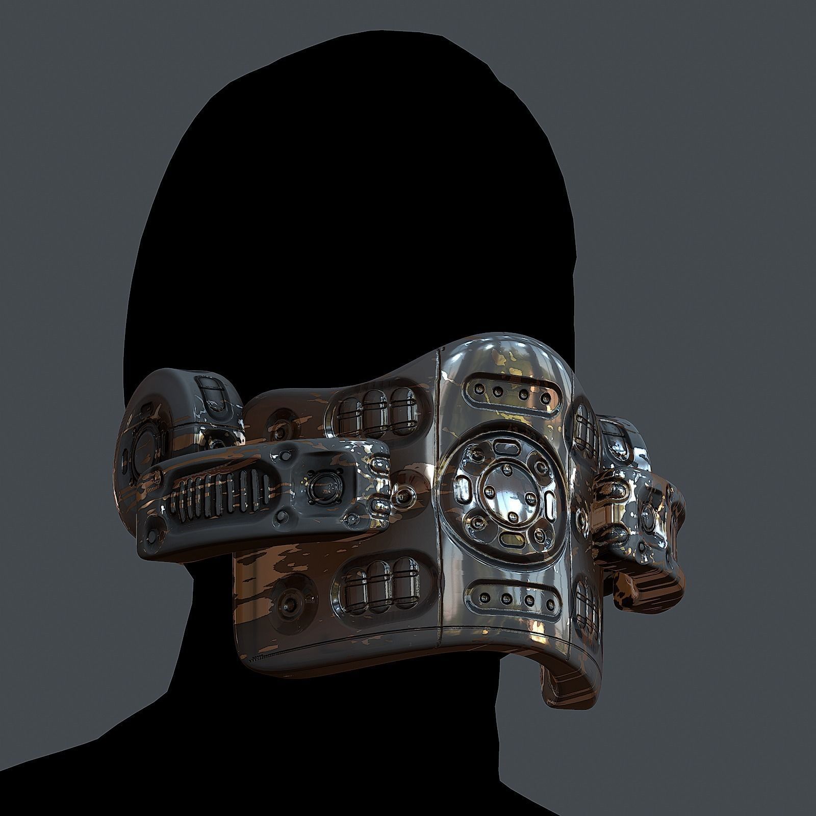 Helmet gas mask scifi military combat Low-poly Low-poly 3D model_5