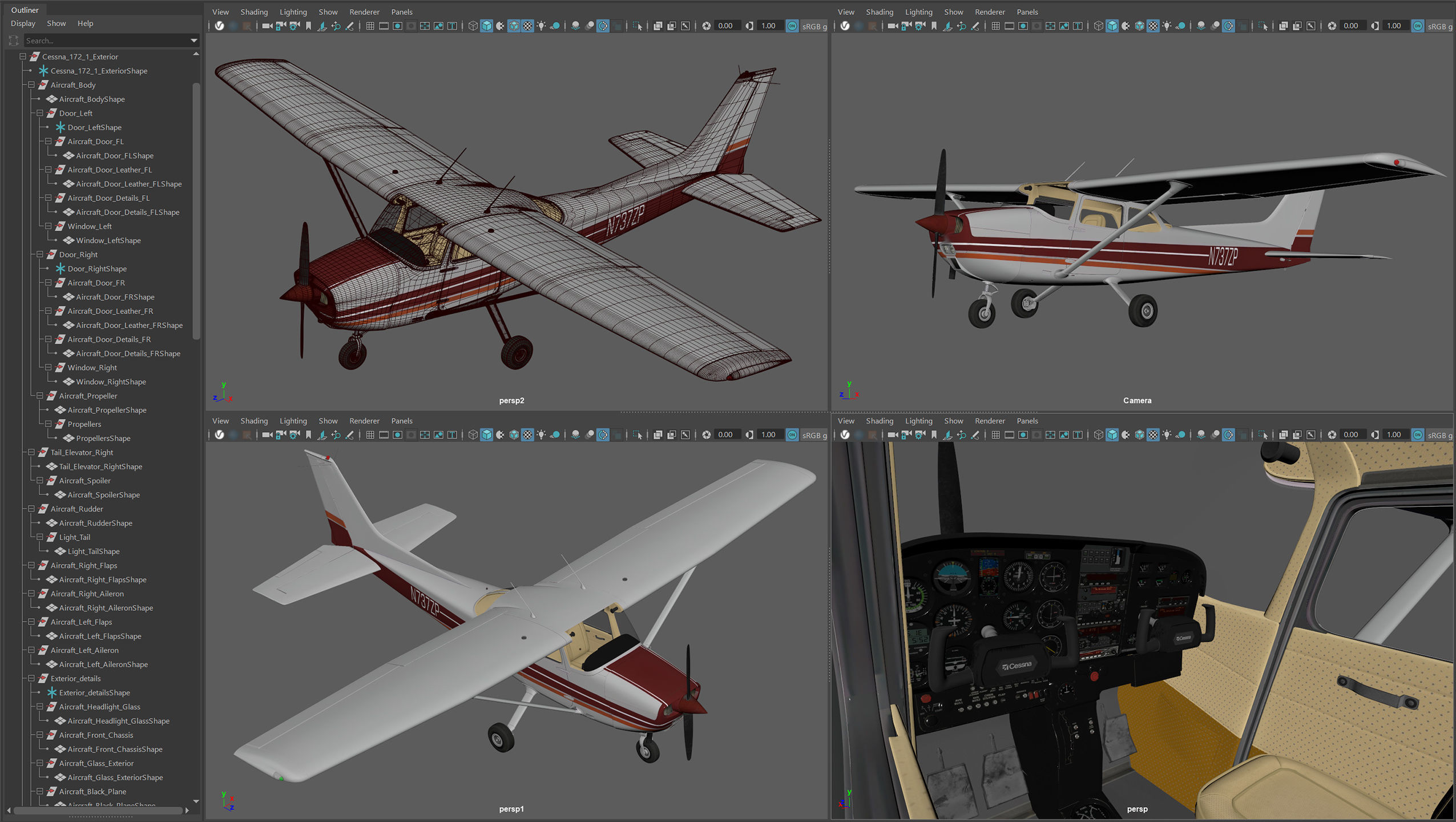 Cessna Plane Low-poly 3D model_6