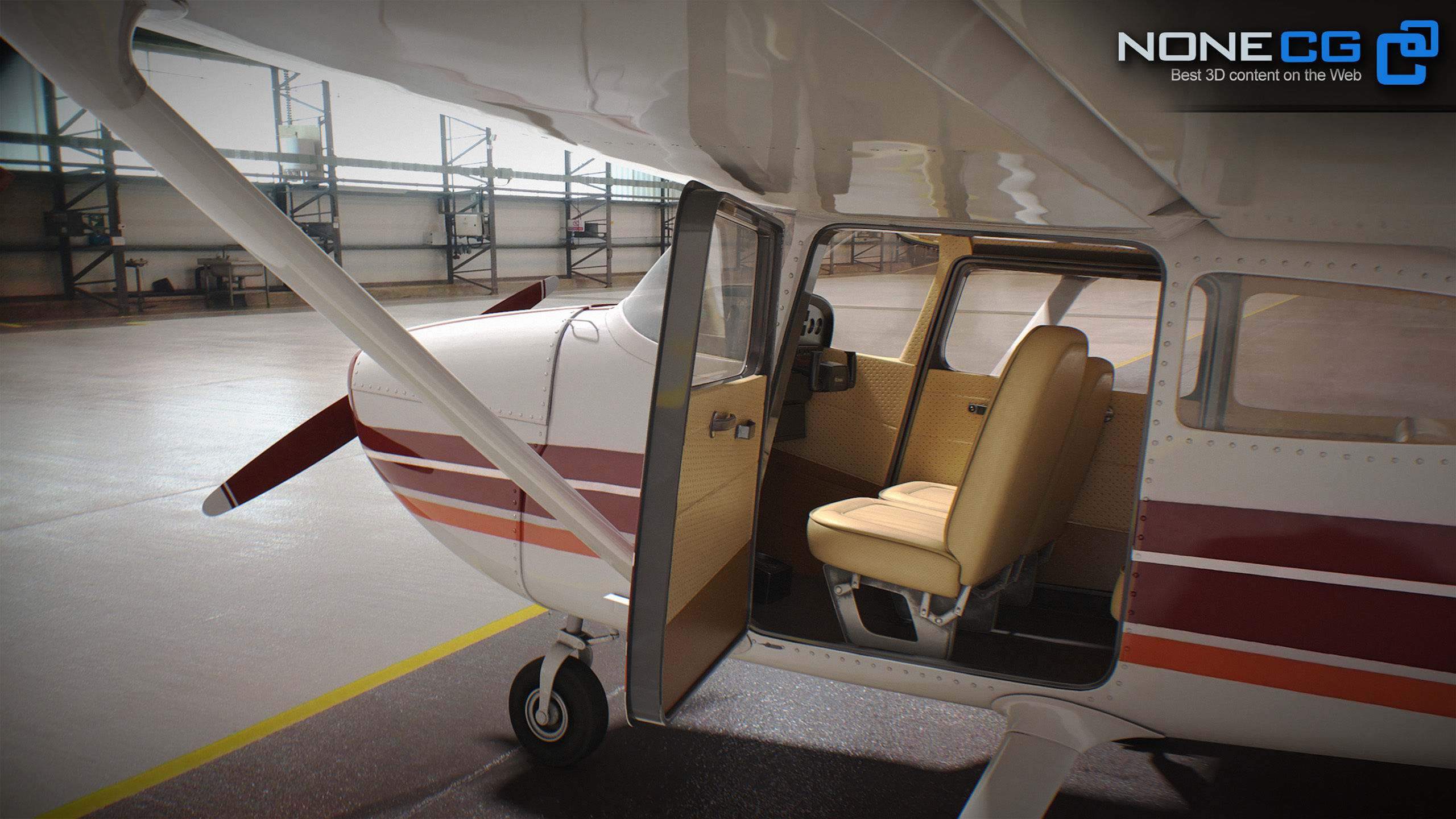 Cessna Plane Low-poly 3D model_17
