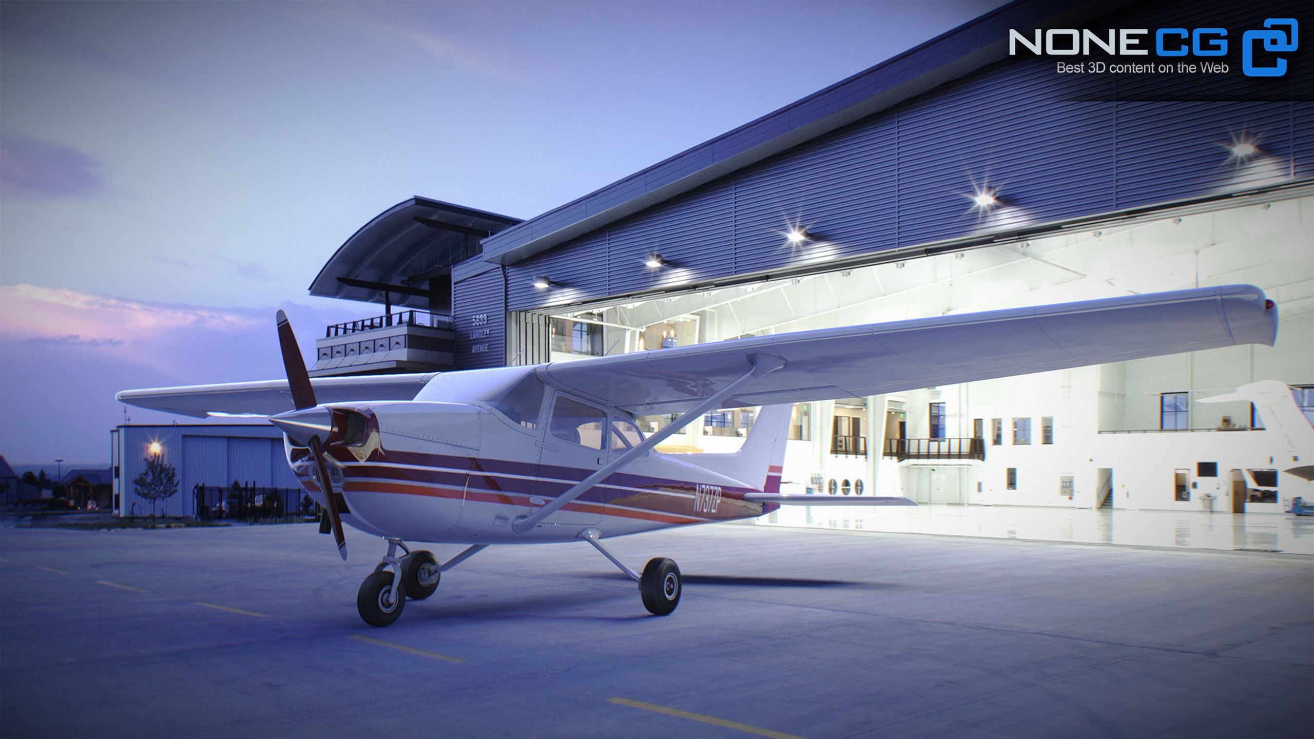 Cessna Plane Low-poly 3D model_21