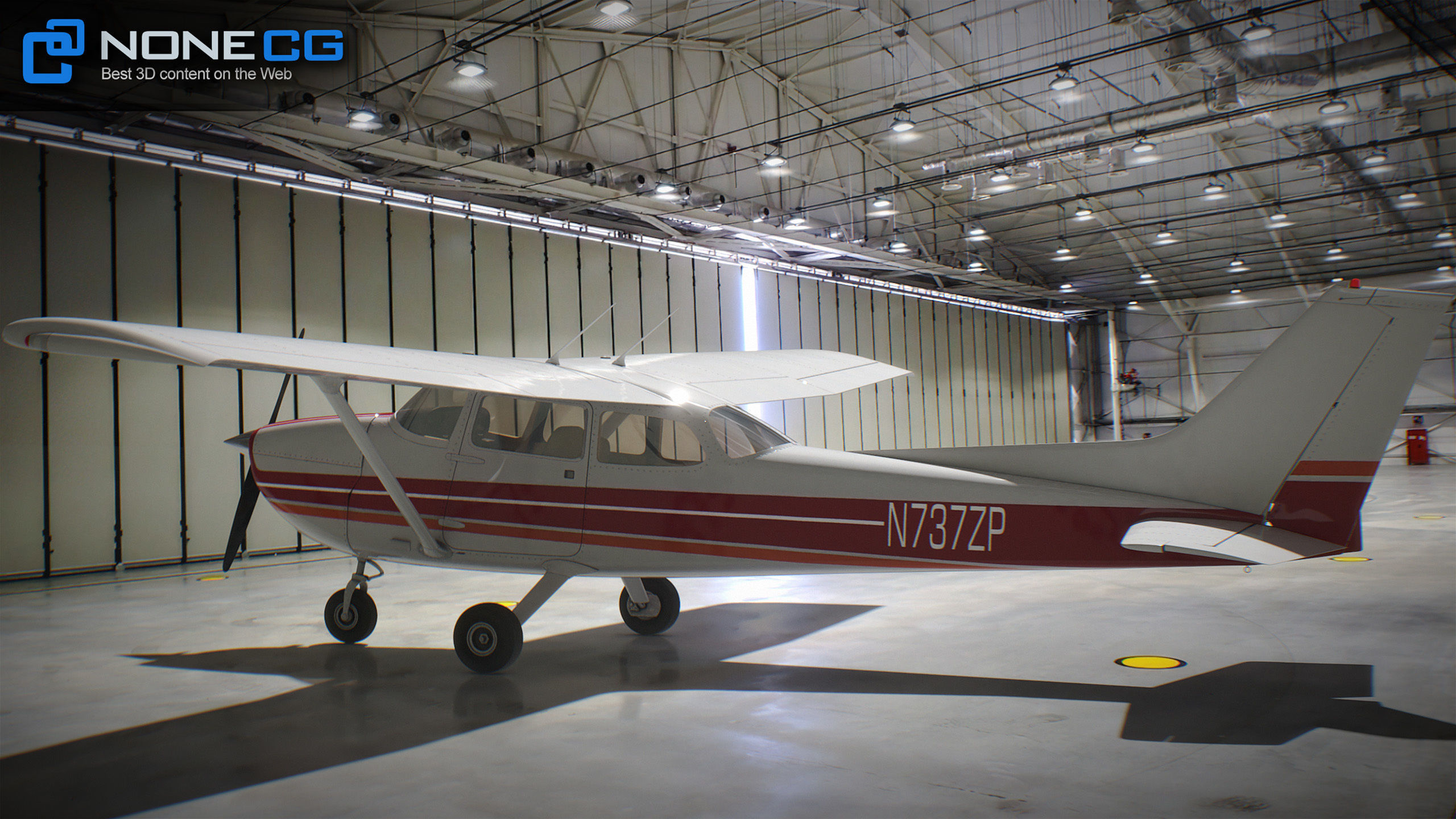 Cessna Plane Low-poly 3D model_38