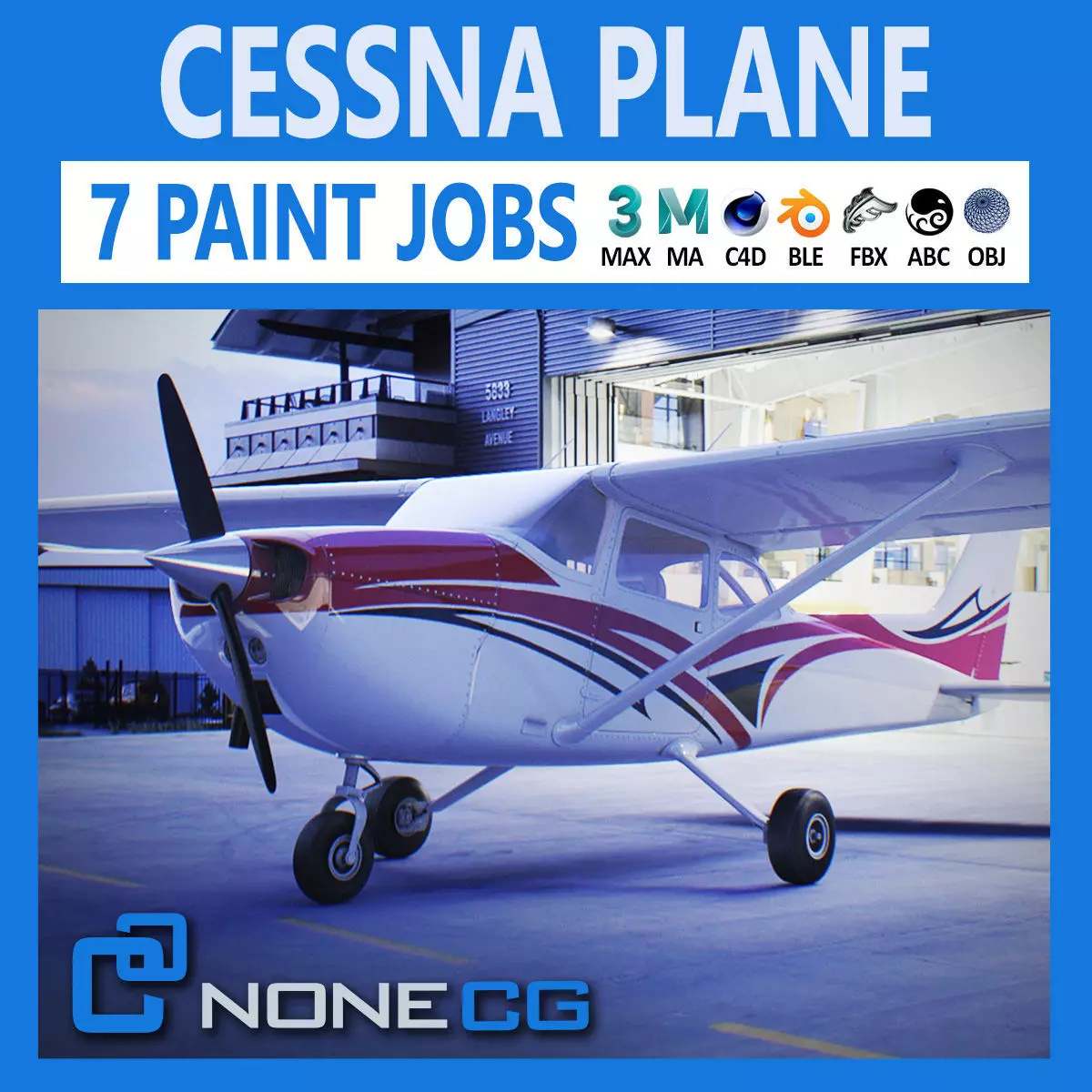 Cessna Plane Low-poly 3D model_0