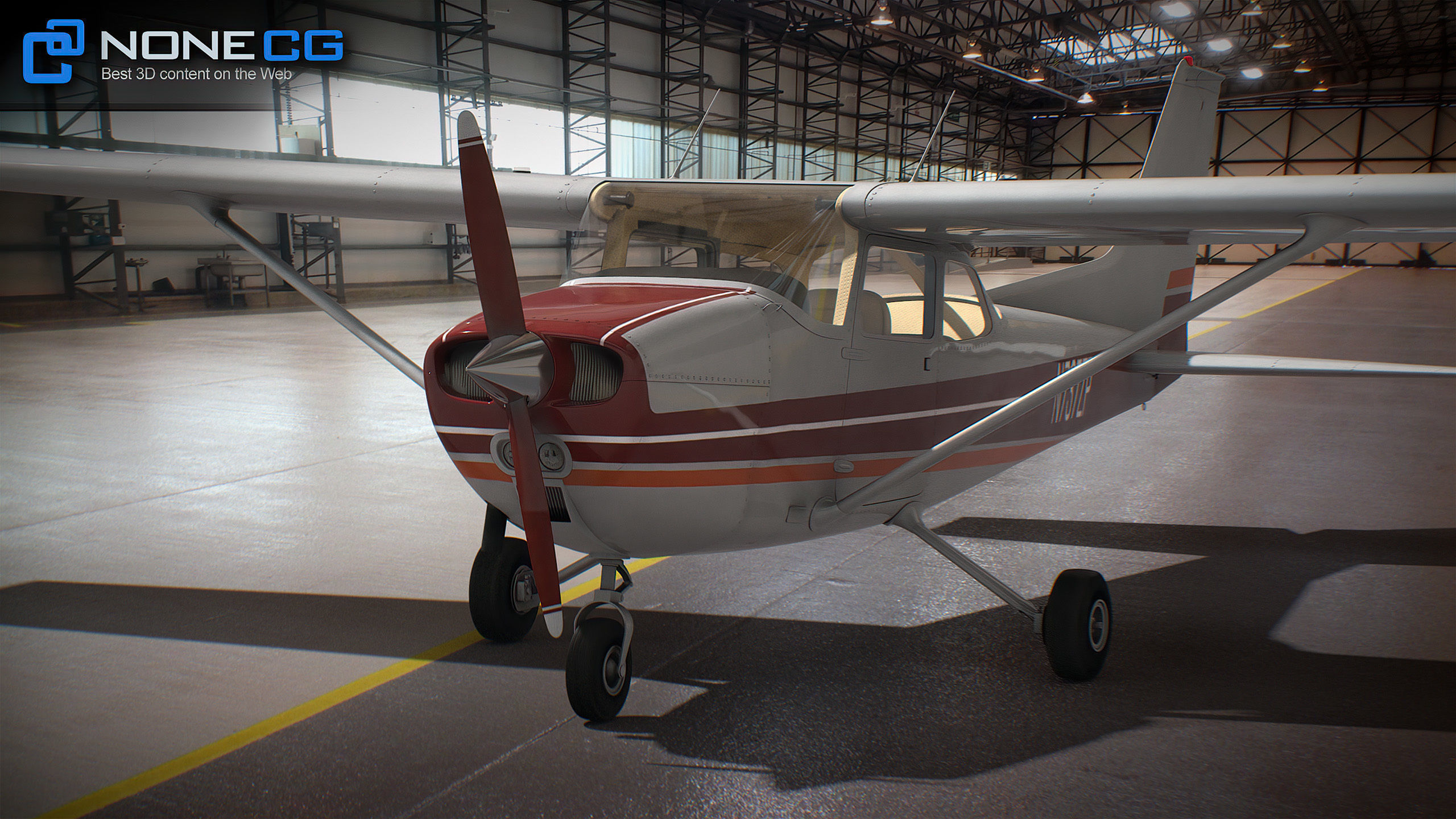 Cessna Plane Low-poly 3D model_1