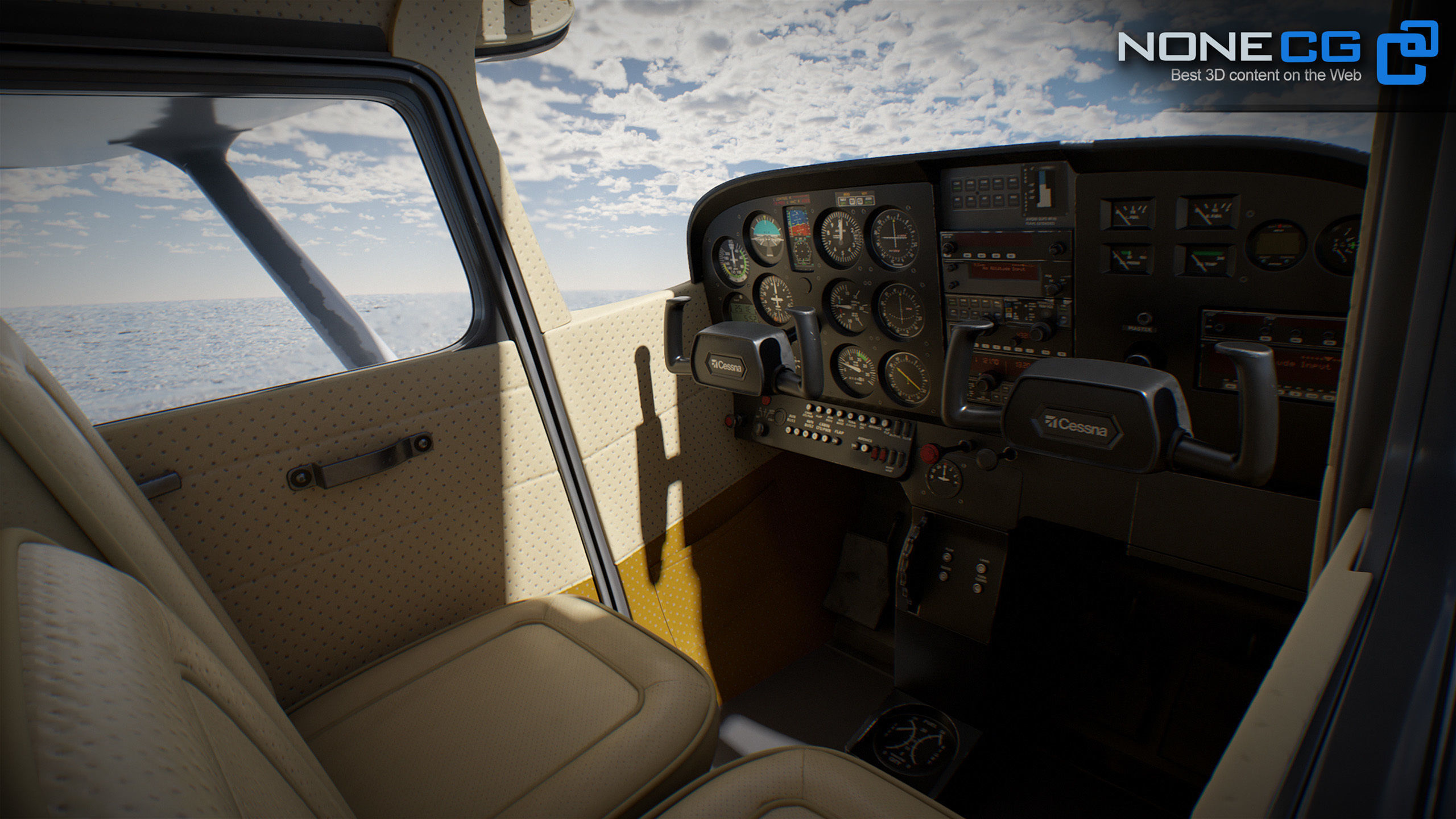 Cessna Plane Low-poly 3D model_4