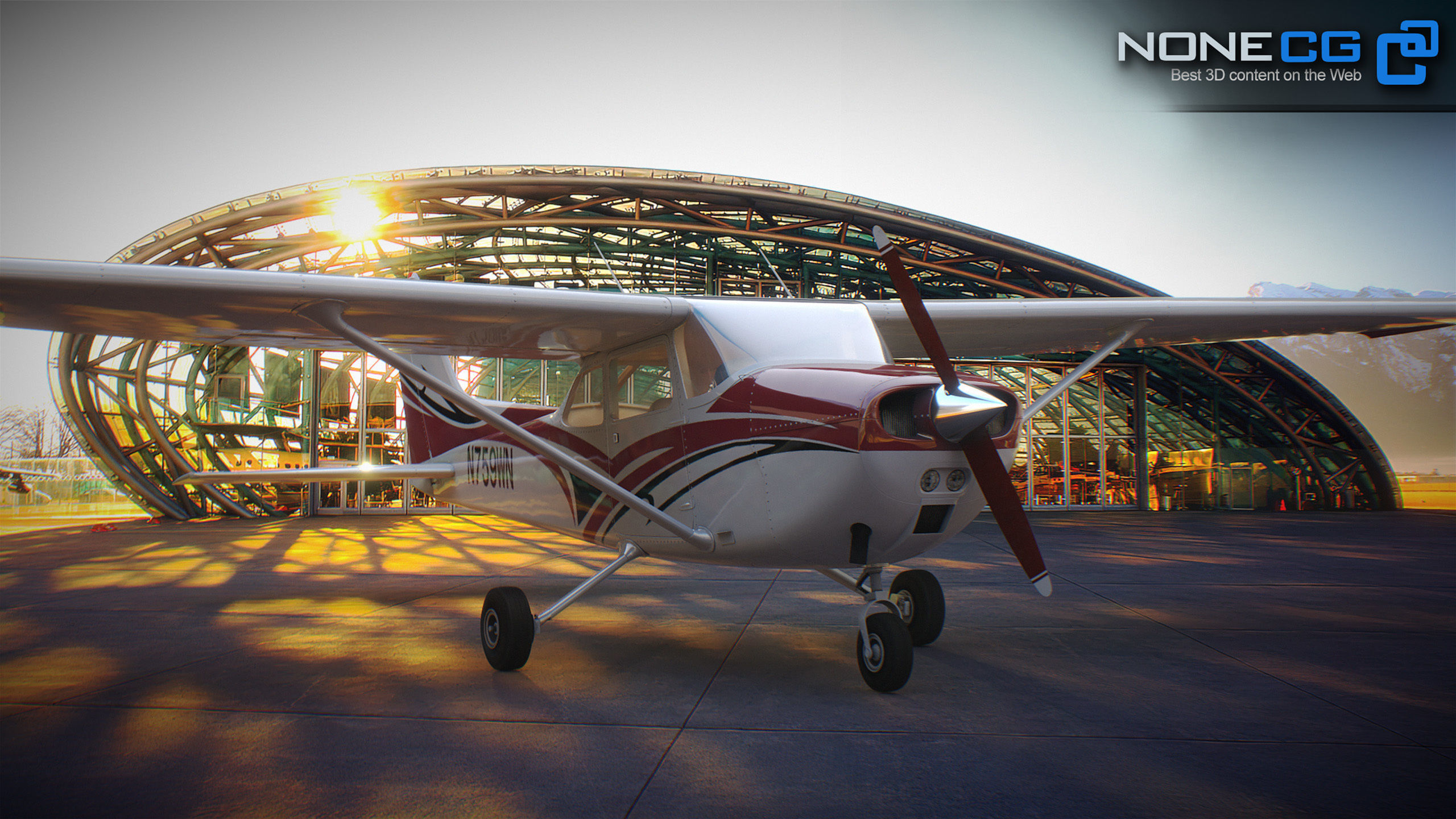 Cessna Plane Low-poly 3D model_30