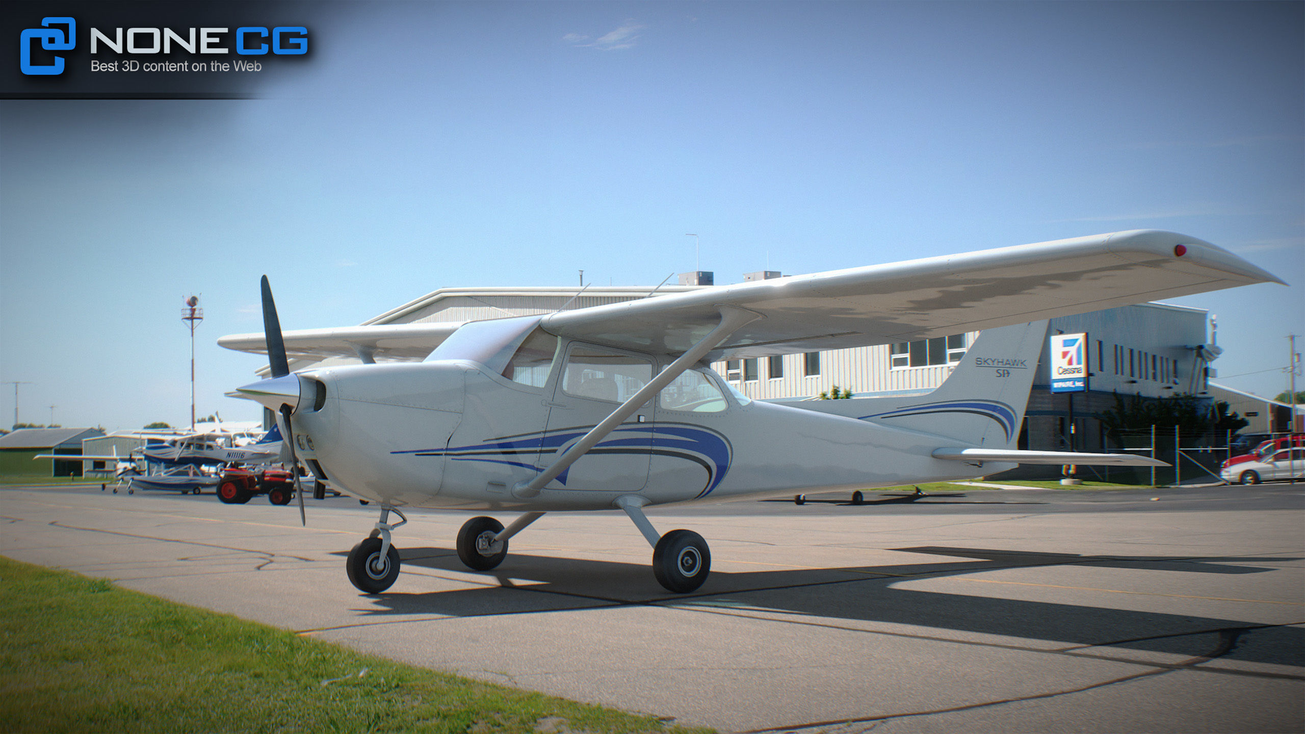 Cessna Plane Low-poly 3D model_11