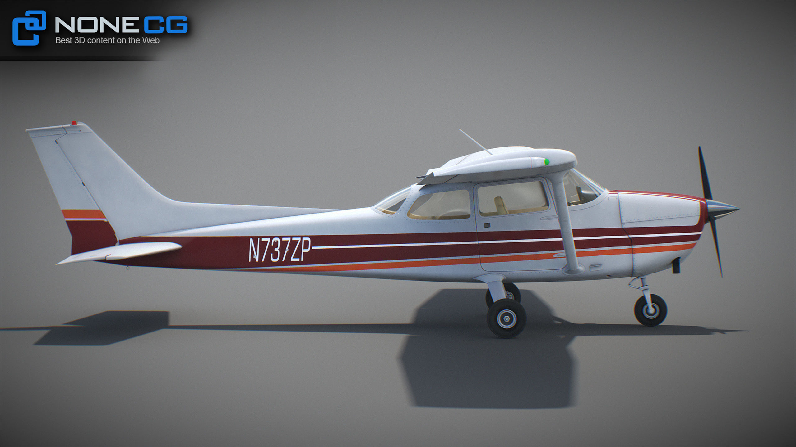 Cessna Plane Low-poly 3D model_41